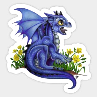 Adorable Dark Blue Indigo Baby Dragon Sticker